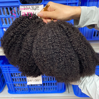 Extensions de cheveux humains vierges bouclés afro 4C doublement étirés, pré-bouclées, invisibles, pour crochet, 100 % cheveux humains