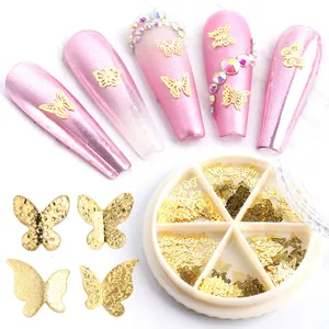 6 Lưới/Bánh Xe Phong Cách Nhật Bản Hợp Kim Bướm Thiết Kế Nail Charm Jewelry Matte Hiệu Ứng Làm Móng Tay 3D Nail Art Trang Trí