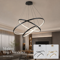 Suspension LED Moderne Créative Géométrique Circulaire à Hauteur Réglable en Fer et Aluminium pour Chambre et Salon