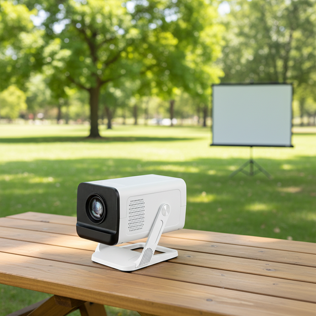 LCD LED Smart Mini Portable 4K Ready Projector with Long Battery Life for Garden Movie Nights and Backyard Viewing
