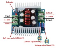 Module abaisseur de tension CC CV 20A 300W réglable, convertisseur Buck de 6-40V à 1.2-36V, régulateur de tension, alimentation à courant constant