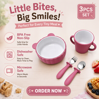 Ensemble de vaisselle pour bébé en porcelaine et silicone, design moderne blanc, compatible micro-ondes et lave-vaisselle, antidérapant avec manchon en silicone, vente en gros