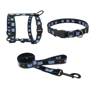 Ensemble 3 pièces de <span class=keywords><strong>harnais</strong></span> en forme de I imprimé par transfert thermique <span class=keywords><strong>pour</strong></span> animaux de compagnie avec motif de <span class=keywords><strong>chat</strong></span> à petites fleurs : laisse, collier et <span class=keywords><strong>harnais</strong></span> - Product Image 5