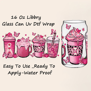 Personnalisé <span class=keywords><strong>cancer</strong></span> du <span class=keywords><strong>sein</strong></span> uv dtf tasse wraps transferts uv dtf transfert à froid tasse wrap transferts décalcomanies uv dtf verre tasse wrap pour libby - Product Image 2