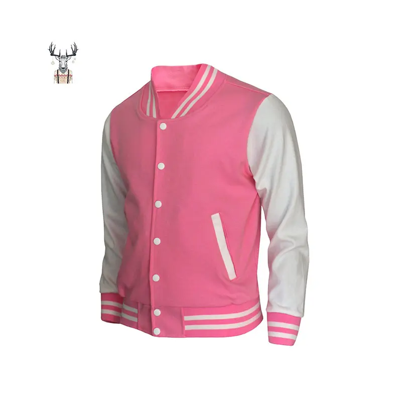 Nanteng Manteaux d'hiver simples personnalisés très vendus tissu polyester rose vierge pour hommes veste de baseball universitaire