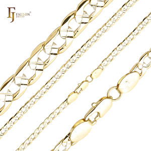 54110156 4mm + FJファロンファッションジュエリーカーブリンクダブルクロスハンマーチェーンメッキ14K金真鍮スプリット - Product Image 5