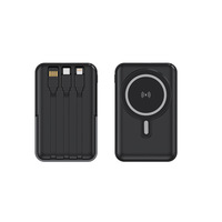 FOX W026 3C Banque d'alimentation sans fil à charge rapide magnétique transfrontalière certifiée Micro USB Type-C Sortie 22.5W Câble intégré Téléphone