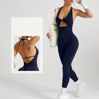Combinaison de yoga sexy pour femme, dos nu, col halter, plissée, taille haute, effet push-up, pour le sport et l'entraînement, amincissante