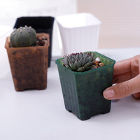 Pots à fleurs miniatures carrés en plastique 7*8CM, design minimaliste pour jardinage domestique, pot sur pied intérieur/extérieur transparent
