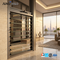 Fenêtre à persiennes en verre avec poignée en aluminium moderne pour appartement résidentiel, fenêtre à jalousie en verre trempé