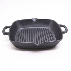 26cm Pre-seasoned Coating Non Stick Cast Iron Square <strong>Grill</strong> <strong>Pan</strong> for Camping Cook - Product Image 1
