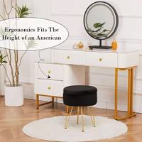 Wimarsbon Repose-pieds Ottoman pour Chambre à Coucher en Fausse Fourrure avec Rangement, Siège de Coiffeuse Doux, Table Basse, Petite Table d'Appoint Réglable