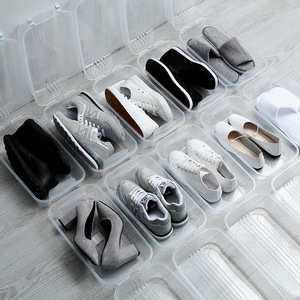 투명 플라스틱 쌓을 수있는 신발 주최자 운동화 보관 용기 신발통 디스플레이 케이스 옷장 - Product Image 5