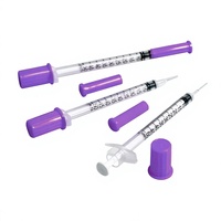 100 pièces/boîte Seringues à insuline jetables Emballage individuel Acier inoxydable Certifié CE Multi-tailles 0,3 ml 0,5 ml 1 ml 6 mm 8 mm 13 mm