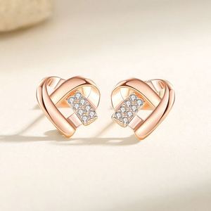 SPJ Factory Direct S925 Sterling <b>Silver</b> Interlocking <b>Heart</b> Stud <b>Earrings</b> 5A Cubic Zirconia Fine Jewelry for Women Jewelry - Product Image 4