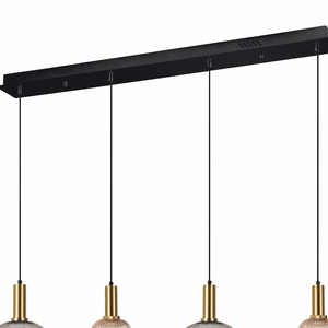 Sofisticada lámpara colgante de techo de 4 luces con tulipanes de humo ámbar E27 Shelby LED 40W Power Steel Glass Base Switch Control - Product Image 6