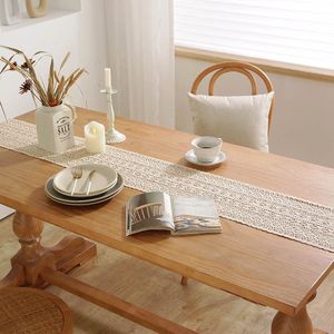 Venta al por mayor <span class=keywords><strong>gancho</strong></span> flor corredor <span class=keywords><strong>de</strong></span> lujo tejido largo <span class=keywords><strong>de</strong></span> algodón Navidad cumpleaños boda decoración fiesta Beige bordado encaje <span class=keywords><strong>Mesa</strong></span> bandera - Product Image 4