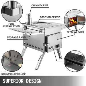 Estufa de Leña Portátil para Camping, Estufa de Leña y Parrilla para Barbacoa con Chimenea, Más Vendida - Product Image 4
