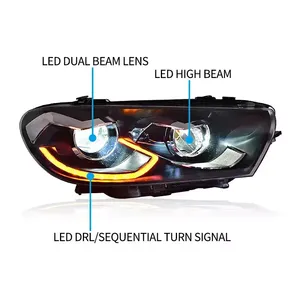 Estilo de coche para Volkswagen <span class=keywords><strong>Scirocco</strong></span> LED <span class=keywords><strong>faro</strong></span> 2008-2016 <span class=keywords><strong>Scirocco</strong></span> lámpara de cabeza LED DRL lente de proyector haz alto accesorios para automóviles - Product Image 6