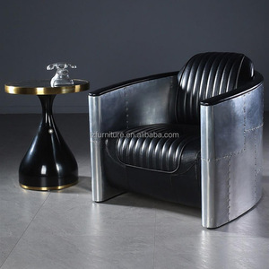 Sillón de Aviador de Cuero Genuino Vintage a Precio de Fábrica al por Mayor, Inspirado en la Aviación, para Vestíbulo de Hotel, Hecho de Madera y Metal - Product Image 2