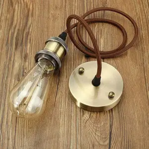 Dekorative Metall Champagner Gold Vintage Lampen fassung Antik Retro E26 E27 Draht kabel Verstellbare Hängende Lampen fassung Lampen fassung