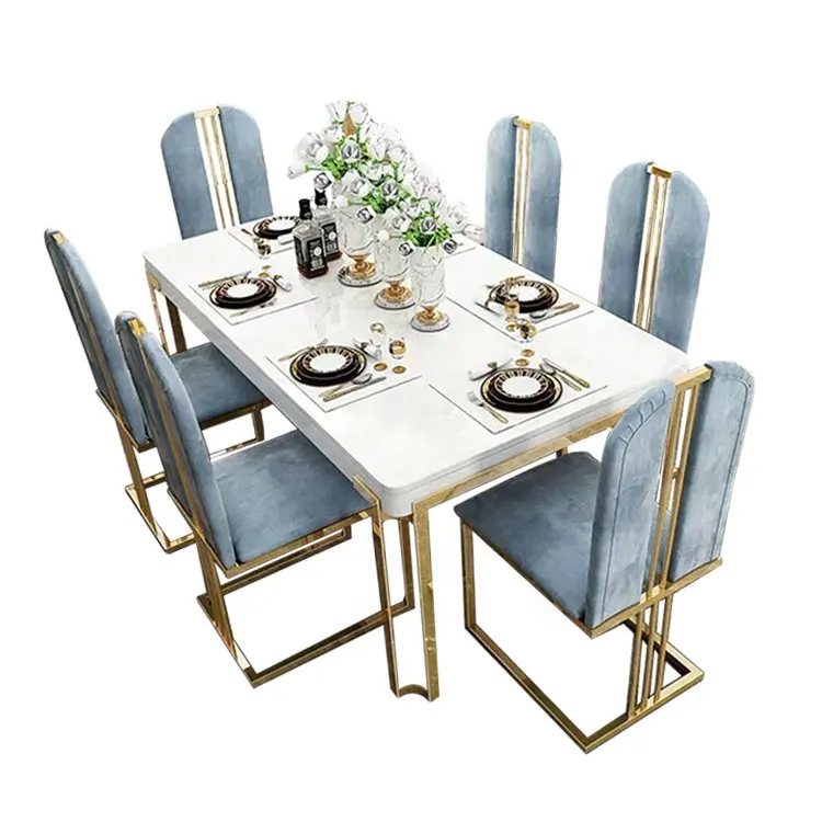 Karois — ensemble de table à manger classique et moderne, table de luxe avec chaises, en marbre, bon marché, 10 places