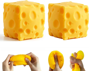 Yellow Cheese Squeeze Toy, Soft Cheese <b>Squishy</b> Toy Slow Rising, <b>Squishy</b> Cheese Cubes Squeeze Fidget Toy for Adults Stress Relief - Product Image 1