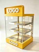Lemari Pemanas Makanan Komersial, Display Kabinet Meja, Showcase Tart Telur, Pemanas Alas Listrik, Kapasitas 65L, Suhu 50-70C