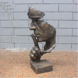 Modern Creative Silence Is Gold <strong>Abstract</strong> Art Figurine Nordic Thinker Statue Office Living Room Art Brass <strong>Sculptures</strong> - Product Image 5