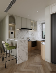 Mobile da <span class=keywords><strong>Cucina</strong></span> Modulare Intelligente con Vetro, Contenitore Nascosto, Facile Installazione, Pannello Impermeabile, <span class=keywords><strong>Dimensioni</strong></span> Personalizzabili per Sala da Pranzo e Cantina - Product Image 2