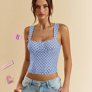 Top Corsetto Senza Spalline Stile Francese Primavera 2026, Sexy Modellante con Stampa a Pois, Versatile per Feste e Appuntamenti - Product Image 1