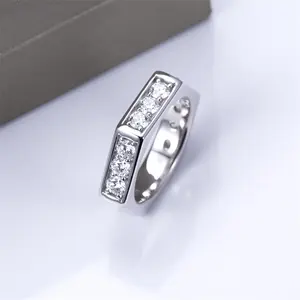 Men's Wedding Bands Full Lab Grown Diamond Round Cut Eternity Band Emerald Cut Wedding Band Ring