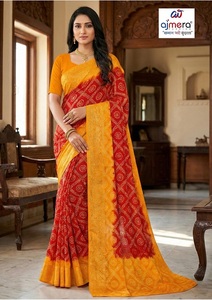 Traditional Party Wear Ajmera Cotton Printed <b>Saree</b> Elegant Soft Stylish Ethnic Fashion Collection Quick Dry All Seasons for - Product Image 2