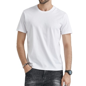 Dapat disesuaikan 100% katun tenun kaus pria lengan pendek leher bulat katun putih kampanye kemeja dicetak desain polos - Product Image 1