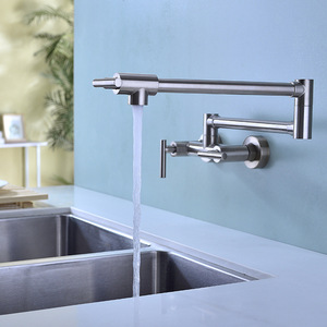 Deao laiton brossé Pot robinet de remplissage mural pliable robinet de <span class=keywords><strong>cuisine</strong></span> chaud et froid monotrou évier robinet rotation bec pliant - Product Image 3