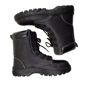 HBB0105 Botas Tácticas Largas de Cuero Genuino de Vaca, Personalizadas, Color Negro, con Superficie Grabada, Zapatos de Seguridad - Product Image 4