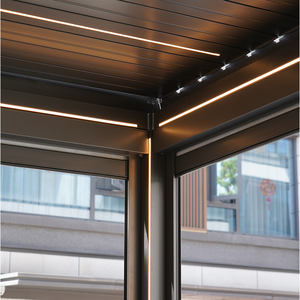 برجولا أنيقة من الألومنيوم للظل في الهواء الطلق، هيكل متين للفناء، أفكار لبرجولا ألومنيوم قابلة للتركيب ذاتيًا لمنطقة الاستراحة في الحديقة - Product Image 5