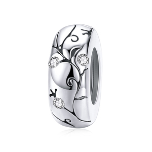 Breloque plaquée argent avec cristaux de strass, motif végétal, sertissage clos, bijou classique unisexe, cadeau - Product Image 1