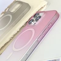 Coque de téléphone personnalisable 16 Pro Max, dégradé givré effet brume, magnétique, transparente, 2 mm d'épaisseur, avec support d'objectif multicolore