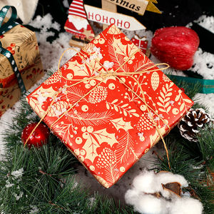 Venta al por mayor 80g papel Kraft de Navidad 43*300cm regalo embalaje personalizado de lujo rollo de papel de regalo - Product Image 5