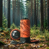BAOLONG PW1027 Sac de douche portable pliable en bâche PVC 11L avec pompe à pied à pression pour le camping, la randonnée et les voyages en extérieur