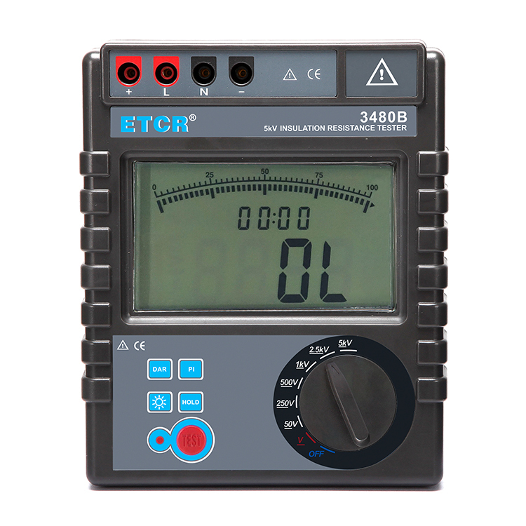 Insulation Resistance Tester ETCR3480B 5000V, 0.1mo~400go, AC 0V-750V Digital Only