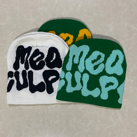 Bonnet Y2K personnalisé de créateur, chapeau d'hiver unisexe de haute qualité en jacquard tricoté, chapeau de luxe avec logo en soie et broderie 3D