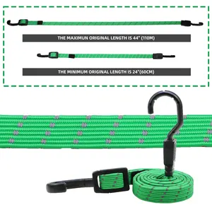 Hot Sale 2er Pack Outdoor-Gepäck werkzeug Reflektieren des flaches Bungee-Kabels atz mit einstellbarer Länge