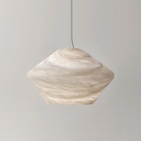 Luminaire suspendu en forme de soucoupe volante en albâtre naturel moderne, abat-jour en pierre artisanal, lampe LED suspendue pour salle à manger, salon