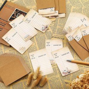 Style rétro bibliothèque cartes de sortie cartes de bibliothèque enveloppes de poche pour l'école bureau bibliothèque publique livres - Product Image 1