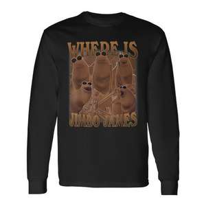 T-shirt à manches longues unisexe pour adulte, col rond, impression numérique, promotionnel, motif « Where Is Jimbo James Marcus The Worm Meme » - Product Image 1