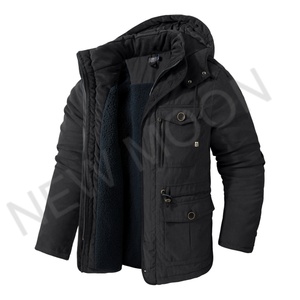 Custom Wholesale Cotton <b>Jacket</b> <b>Long</b> Sleeve Zipper Coated Casual Warm Coat Solid Color Thick Coat Men Hooded <b>Jacket</b> - Product Image 2