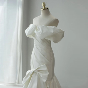 S0175G 2026 nouveau hors Satin queue de poisson mariée français Simple tempérament gaze <span class=keywords><strong>Dragon</strong></span> queue Super fée robes élégantes femmes soirée - Product Image 2