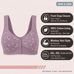 Reggiseni in <span class=keywords><strong>Cotone</strong></span> Senza Cuciture <span class=keywords><strong>100</strong></span>% <span class=keywords><strong>Cotone</strong></span>, Coppe Grandi, Taglie Forti, Chiusura Frontale, Senza Ferretto, Copertura Totale con Fodera in <span class=keywords><strong>Cotone</strong></span> - Product Image 4